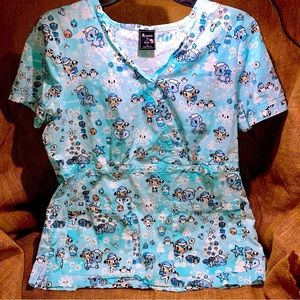 Tokidoki X Koi Stretch Luna Top Snowy tokidoki 289TKD Sz. Medium 2 Pocket Blue